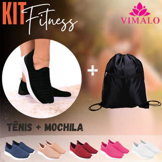 Kit Fitness Vimalo - Tênis jogging calce Fácil e Mochila esportiva. VL02 + MOCHILA em Oferta na Shopee