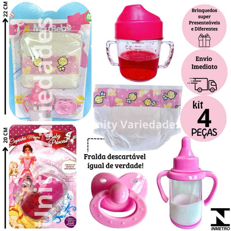Kit Brinquedos Infantil Menina Coisas Para Bebe Reborn Realista Boneca ...
