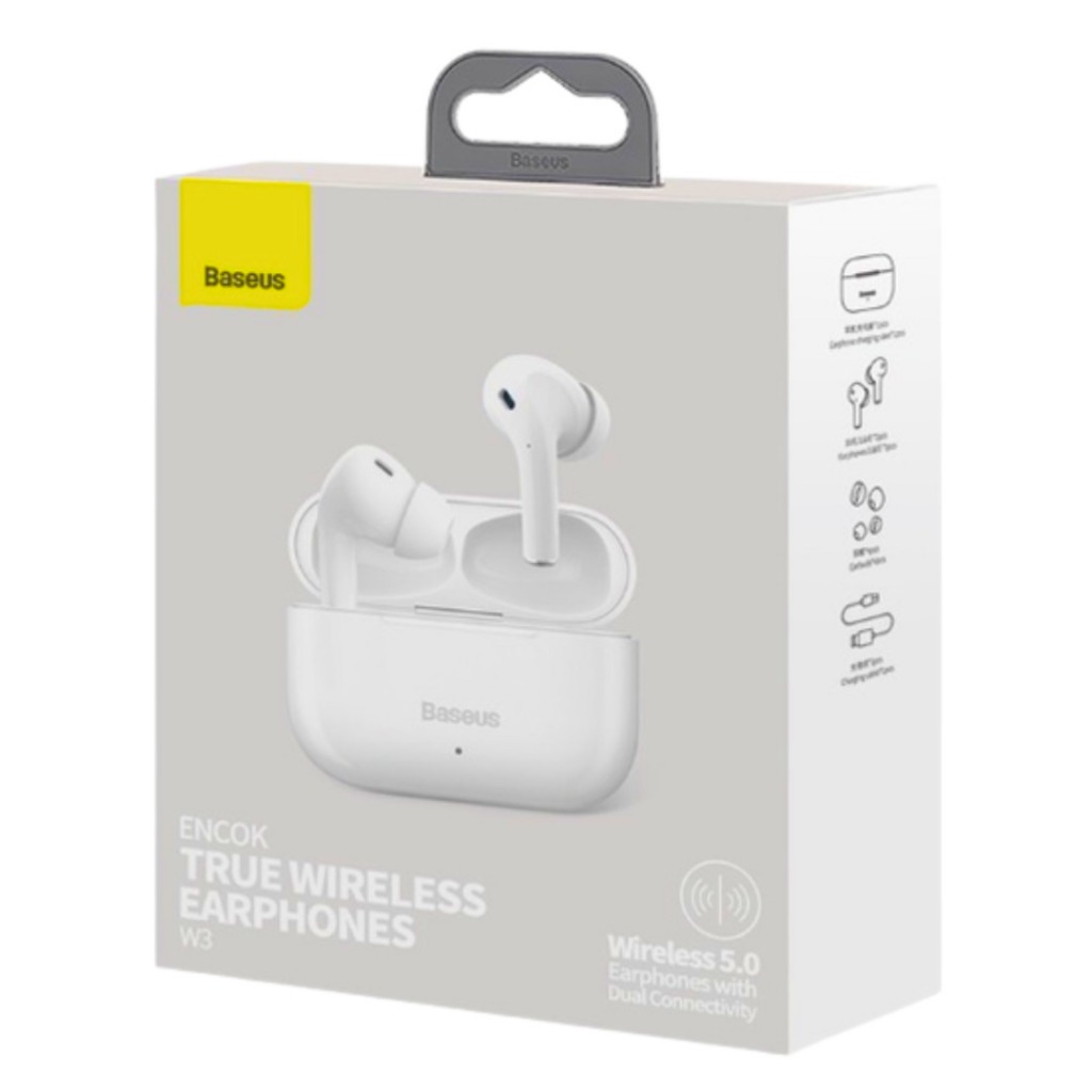 Fone De Ouvido In-ear Sem Fio Baseus Encok W3 Bluetooth Cor White ...