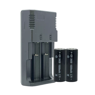 Kit Carregador Duplo Turbo + 2un Bateria 26650 16800mah X900 T9 T6 Lanterna Tática
