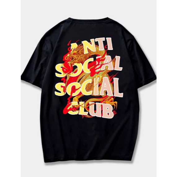 Camiseta algodão anti social dragão fire novidade