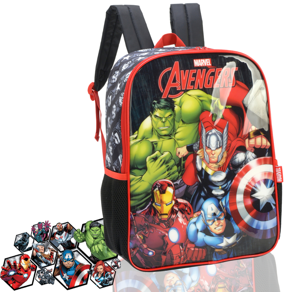 Mochila Vingadores Colorida Escolar Juvenil de Costas Voltas Aulas ...