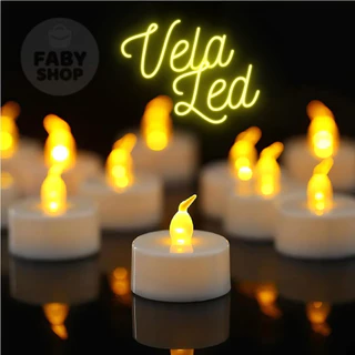 24 Vela Eletrônica Decorativa Led Amarela + Baterias