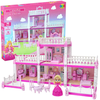 Casinha Casa De Boneca Princesa Brinquedo Infantil 16 Móveis