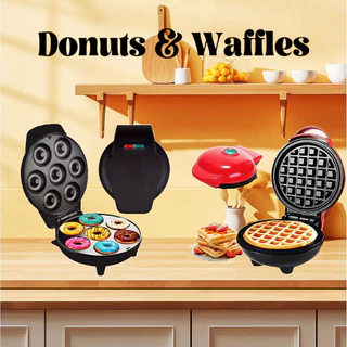 Kit Mini Maquina De Donuts Rosquinha Mais Mini Maquina De Waffle Voltagem 110v