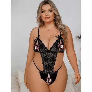 Plus Size Lingerie Sexy Rendado Apressadinha com abertura