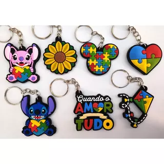 Chaveiros de borracha Símbolo Autismo Autista Quebra Cabeça