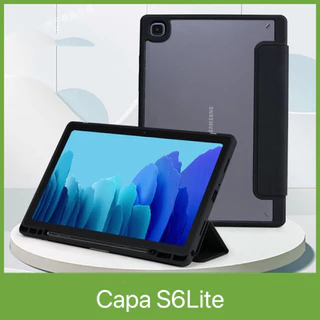 Capa Case Acrílico Transparente Para Galaxy Tablet Tab S6 Lite P610 P613 P615 Com Espaço Slot Para Caneta