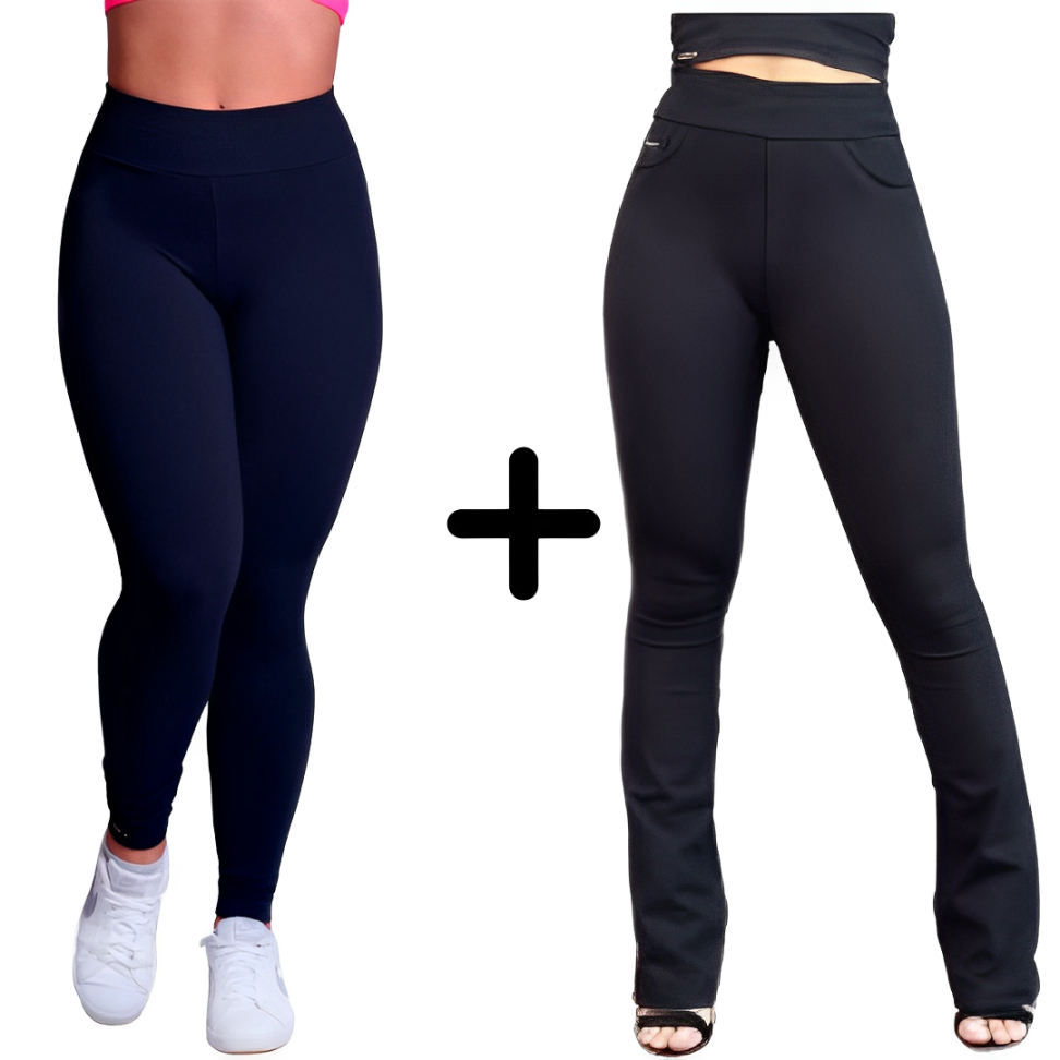 kit 2 Calças K2b Legging e Bailarina Tecido Grosso Leg Academia ...
