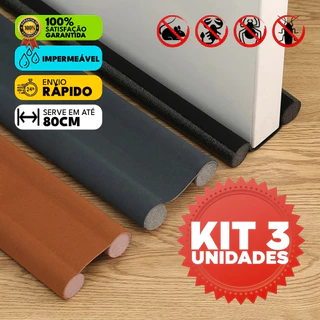 Kit 3 Veda Porta Proteção Protetor de Porta Rolinho Duplo 80cm Comprimento