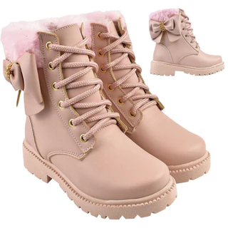 Bota Infantil Menina Botinha Criança Laço Napa Calçados Infantil Feminino