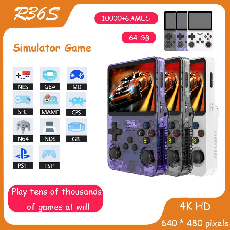 Console R36S - Game Retrô - Portátil - 64GB