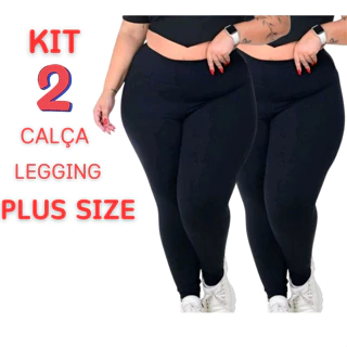 Kit 2 Calça Legging Leg Feminina Suplex Cós Alto Cintura alta Fitness Academia Plus Size