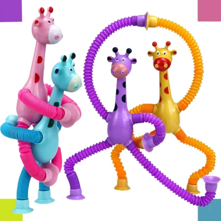 Girafa LILÁS Flexíveis com Ventosa Pop Tube Brinquedo Infantil Estica e Puxa