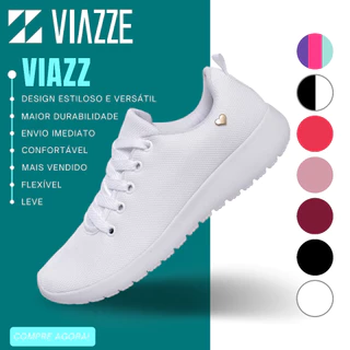 Tênis Branco Feminino Viazz Para Caminhada