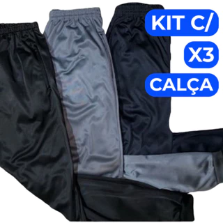 Kit 3 Calça Moletom Infantil Juvenil Com Bolsos