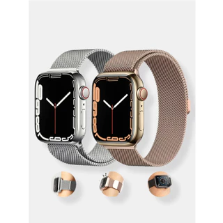 Pulseira Milanês Milanese Metal compatível Apple Watch Series 7 8 ultra 38 40 42 44 41 45 49 mm Relógio Smartwatch-Aço-METAL