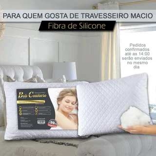 2 Travesseiros Antialérgicos Fibra de Silicone Matelado Extra macio 70x50
