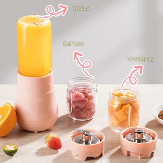 Mini Liquidificador 3 em 1 Potente 300W com Copo de Vidro Borossilicato 400ml Elétrico 110V/220V BM-A687/8