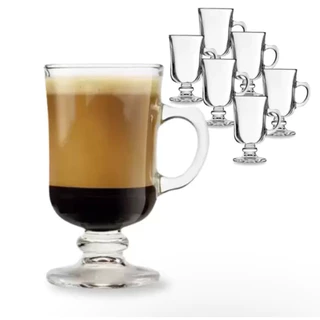 Jogo De Canecas Em Vidro Irish Coffe 6 Peças 120ml Capuccino - Class Home Caneca de vidro ideal capuccino Nespresso Dolce Gusto