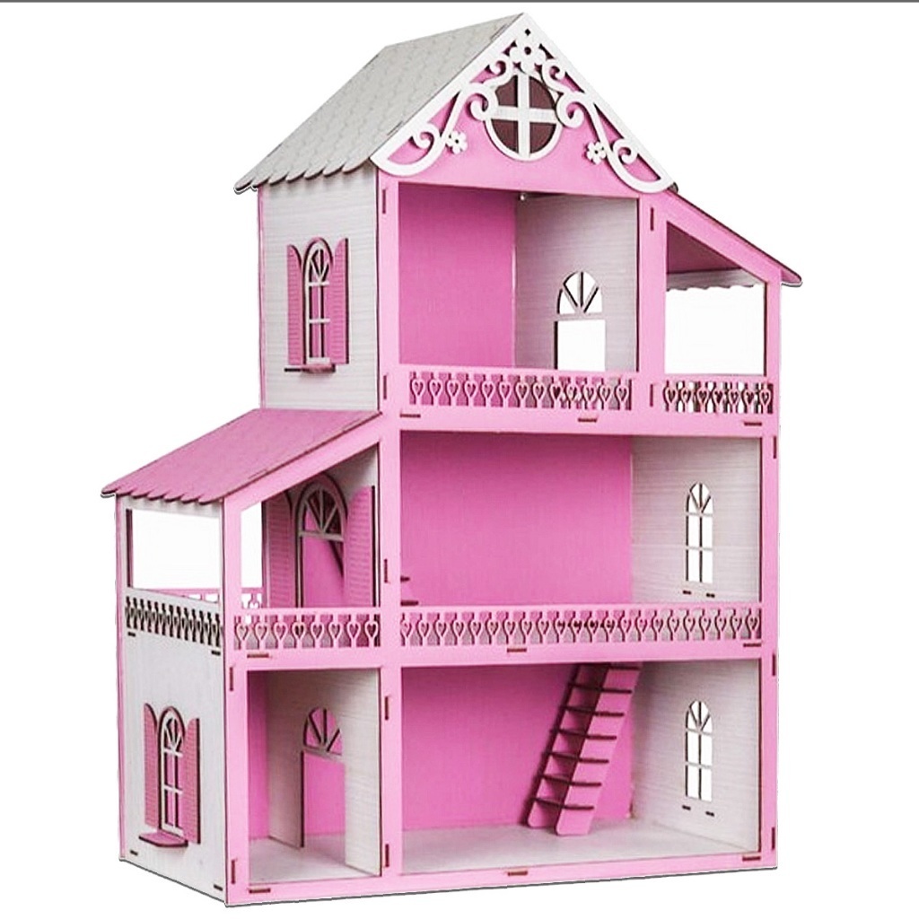 Casa Casinha de Boneca Madeira Pintada Mdf 60cm Crianças Presente ...