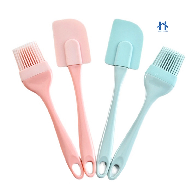 Kit com Espátula Raspadora e Pincel em Silicone para Cozinha