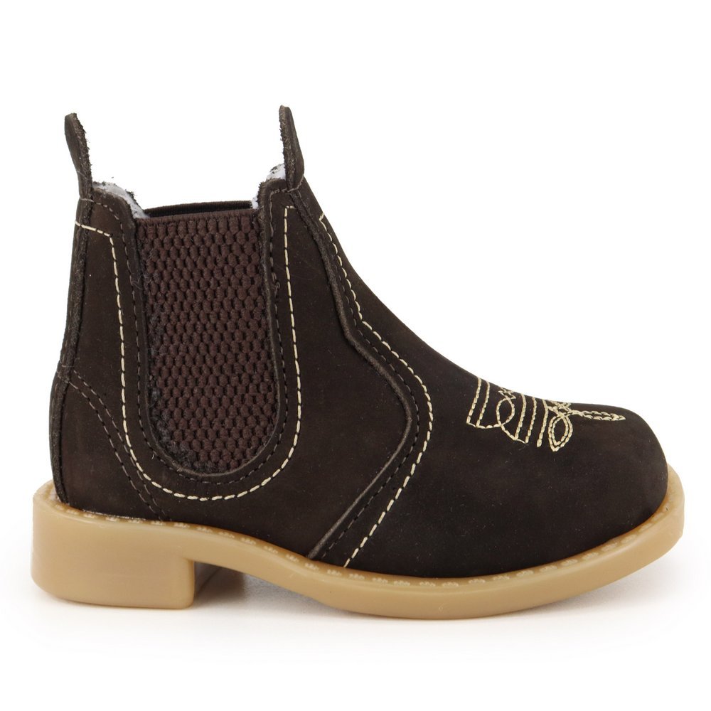 Bota Botina Infantil Masculina Couro Legitimo Texana Country Bico