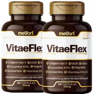 Colágeno Tipo 2 + Magnésio + Vitamina D3 e K2 + Glucosamina + Curcumina + Silício 120 Cápsulas
