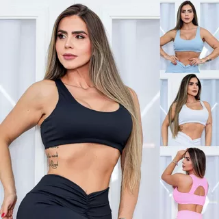 Top Feminino com Bojo Removível e Decote Aberto nas Costas - Ideal para Academia