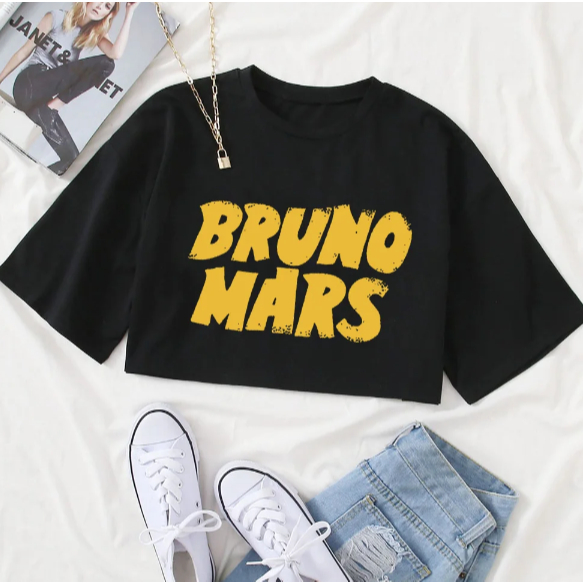 Camiseta Cropped Oversized Cantor Bruno Mars