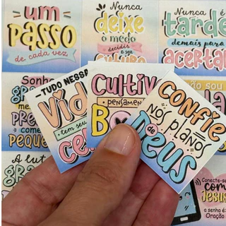 100 Mini Cartão Frases e Versículos Bíblicos (50 modelos diferentes) - Tag Frases Biblicas