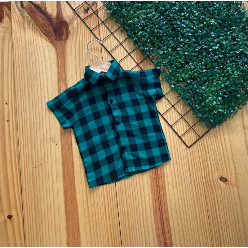 Camisa Xadrez Infantil Manga Curta - Azul Royal - Algodão 100% - Meninos E Meninas - 8-9 Anos
