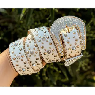 Cinto country largo feminino com pedraria strass Ana Castela fivela grande