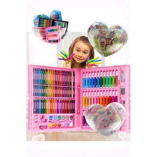 Estojo 150 Peças Escolar Maleta Para Desenho Pintura Infantil Completa de Az e colorir