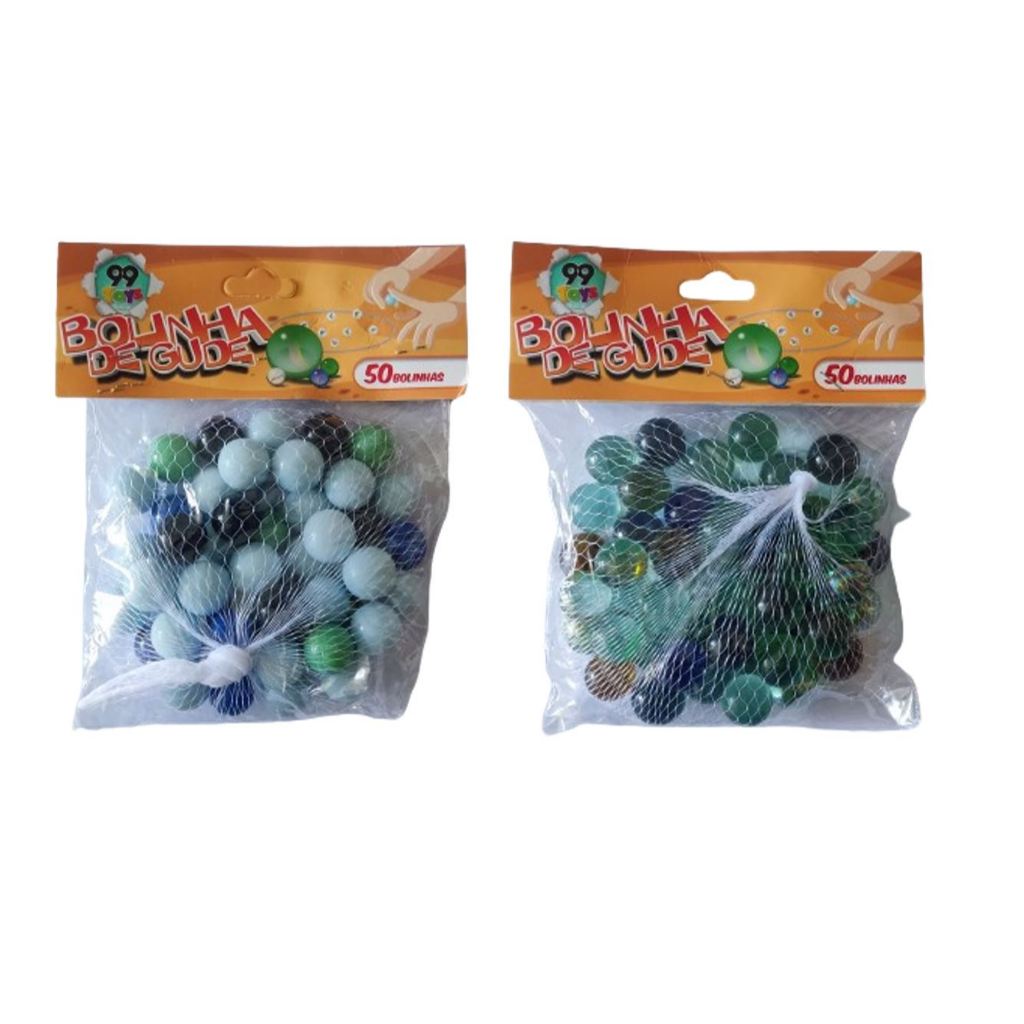 Kit Bolinha De Gude Vidro Brinquedo Decoração Pacote 50 Unidades