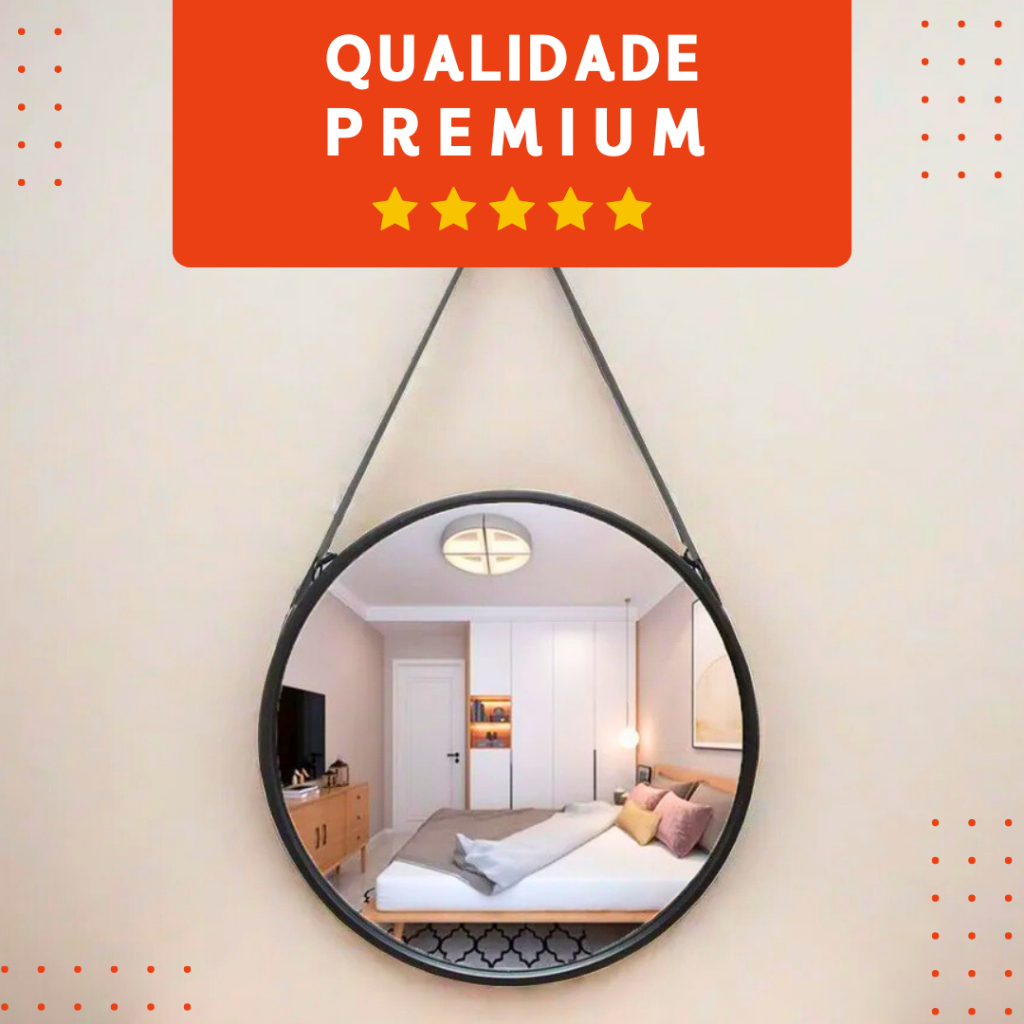 Espelho Redondo Adnet Decorativo 60cm Com Suporte - BNVT