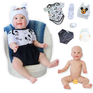 Boneco Bebê Reborn Menino Original Realista de Silicone Pode Dar Banho