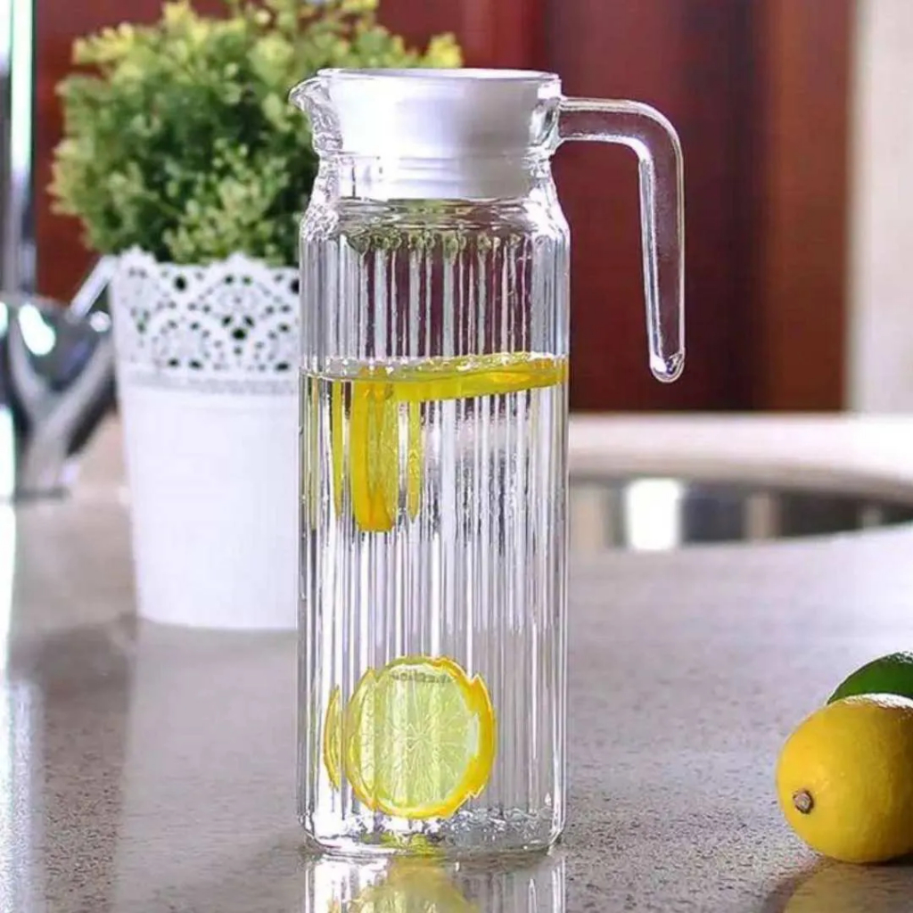 Jarra De Vidro 1 Litro Luxo Com Tampa Resistente Cancún Para Água Suco ...