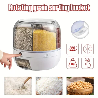 Dispenser de Cereais Giratorio com 6 Divisorias para Graos Cereais Arroz Farinha Feijao