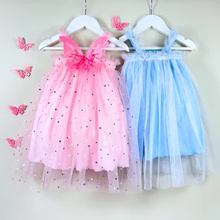 Vestido infantil estrelinhas estrelas tule glitter festa aniversário ensaio fotográfico