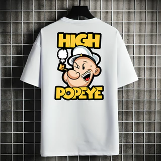 Camisa Camiseta Moda Streetwear Popeye Frente e Costa Algodão Premium
