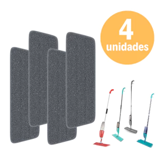 4 Unidades Refil Rodo Mop Spray Almofada Microfibra Esfregão