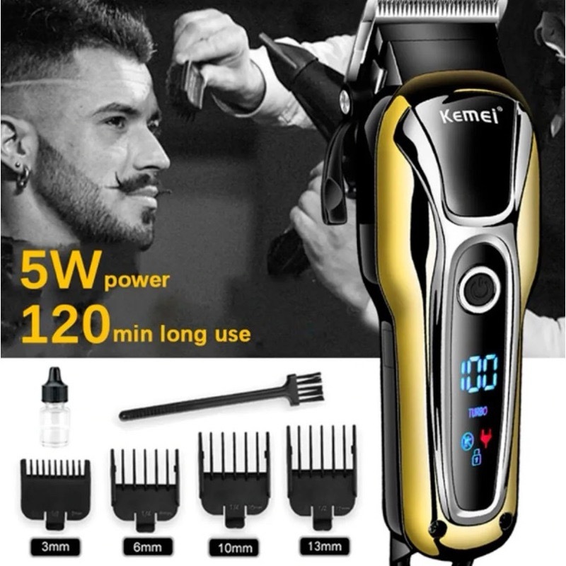 Máquina Cortar Cabelo Sem Fio Profissional Kemei KM-1990