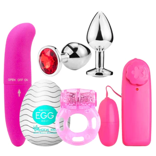 Kit Sex Shop Com Vibrador, Plug Anal, Masturbador Masculino, Anel Peniano Com 05 Itens