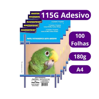 Papel Fotográfico Adesivo A4 Glossy 115g 100 Fls Masterprint