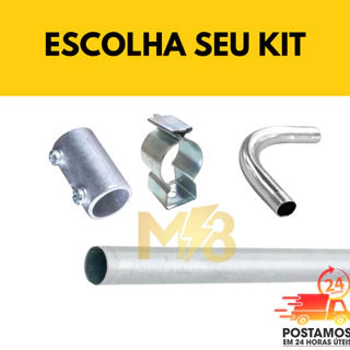 BARRA ELETRODUTO GALVANIZADO 3/4 LUVA ZINCADA ABRACADEIRA COM CUNHA , CURVA GALVANIZADA