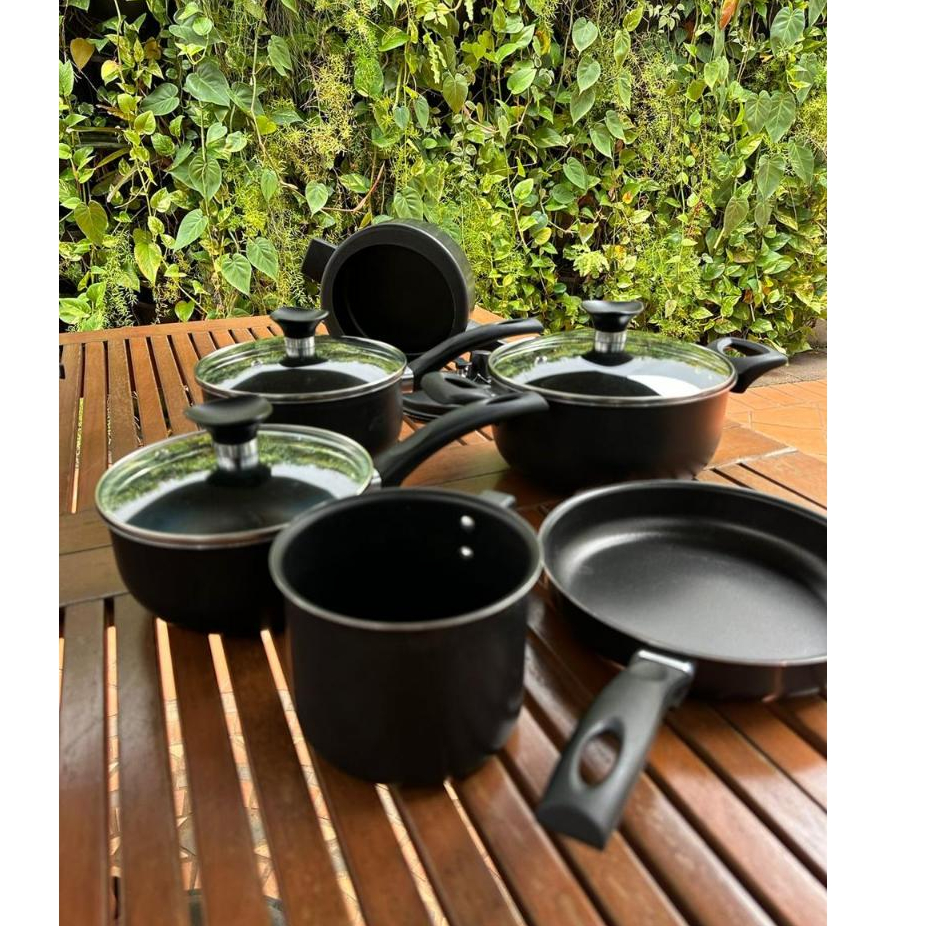 Conjunto Kit Panelas Variadas + Panela de Pressão (4) Preto. | Shopee ...
