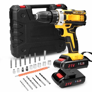 Kit Parafusadeira Furadeira Sem Fio Com 2 Baterias 21v 26v 36v Profissional