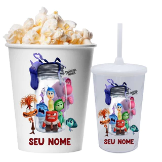 Divertidamente Kit cinema copo e balde de pipoca Personalizado