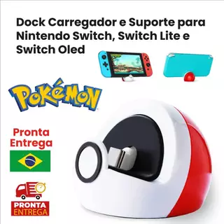 Dock Carregador Suporte Nintendo Switch, Switch Lite e Switch Oled USB Tipo C Pokémon